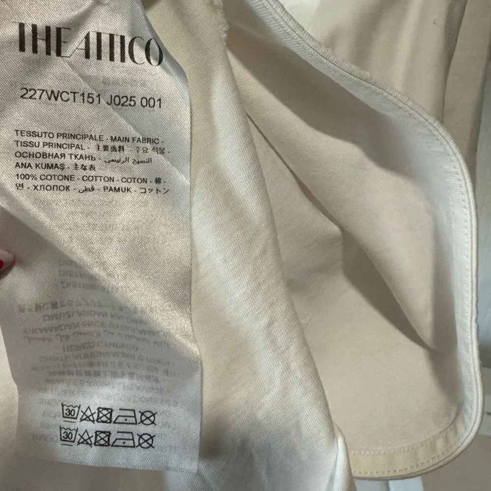 Revolve THE ATTICO Aurelie Cotton T-shirt White Top Size 36